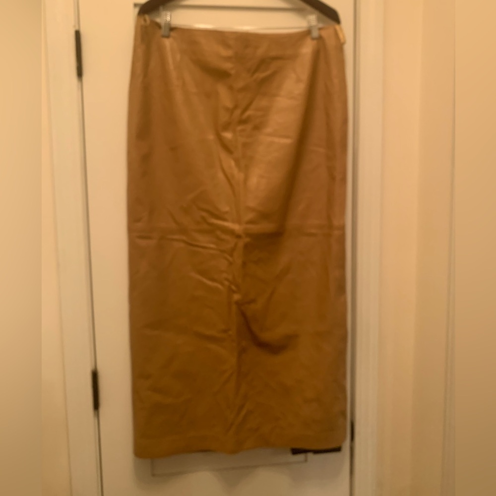 Tan real leather skirt